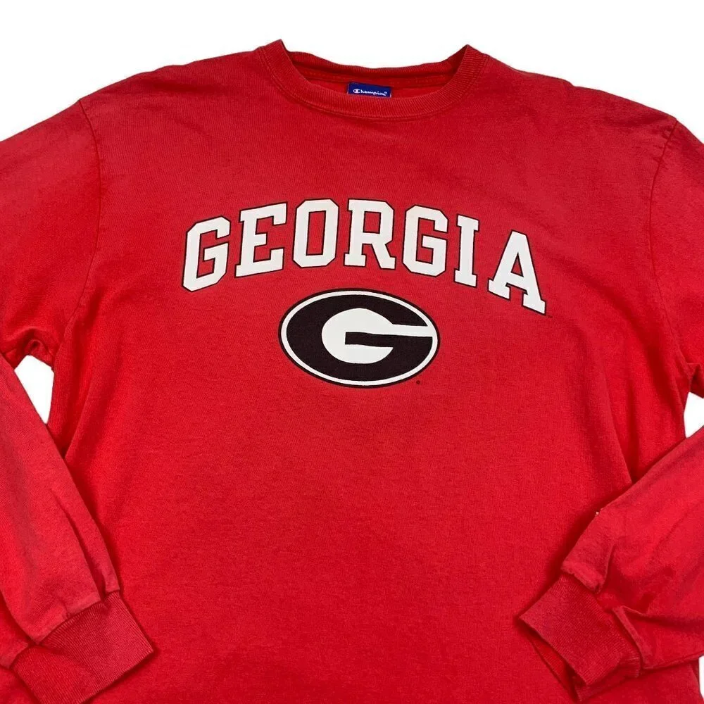 Champion Vintage Georgia Bulldogs Long Sleeve Pullover Shirt Men's Size Large